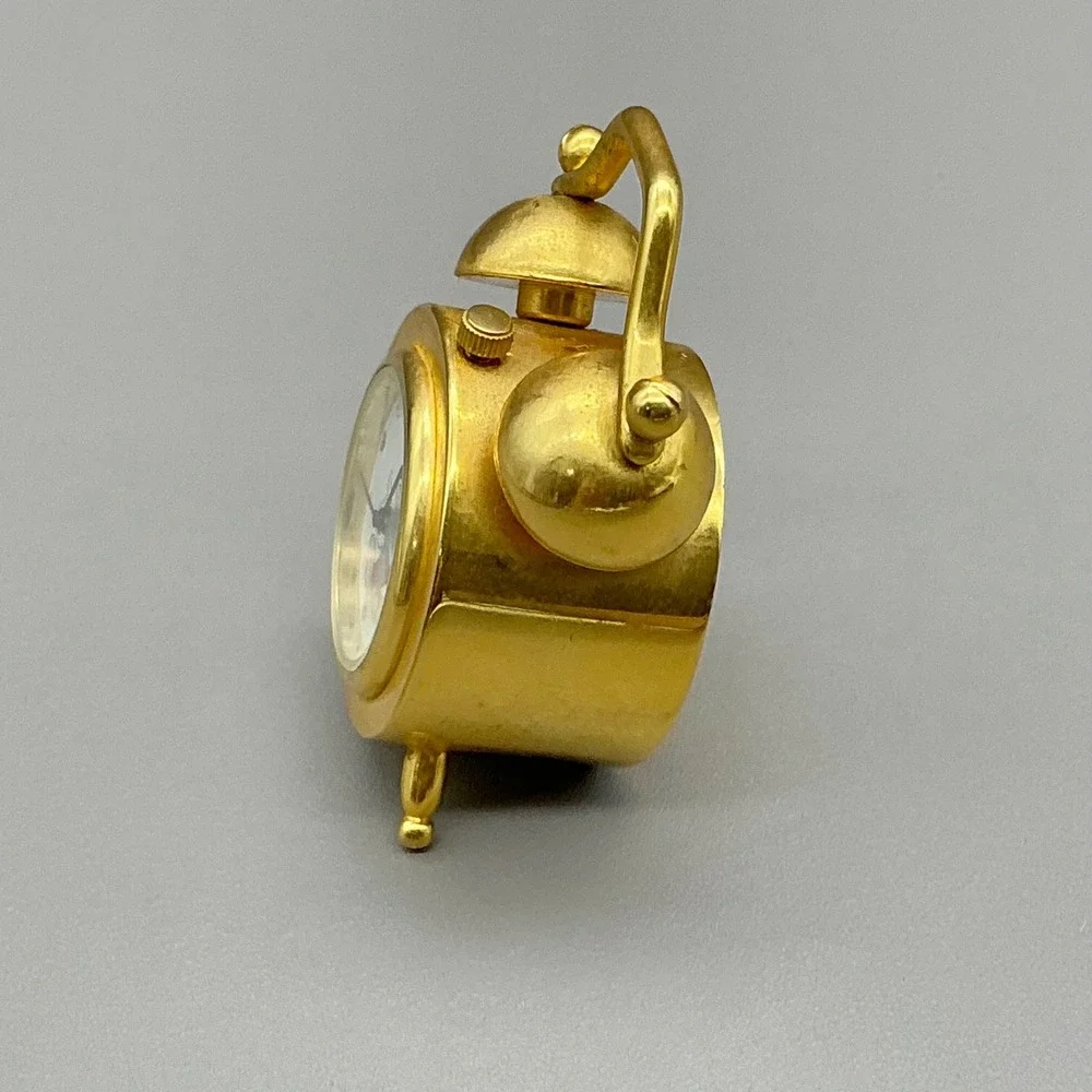 Disney Clock Gold Tone Mickey Mouse Vintage Miniature Alarm Style NEW BATTERY